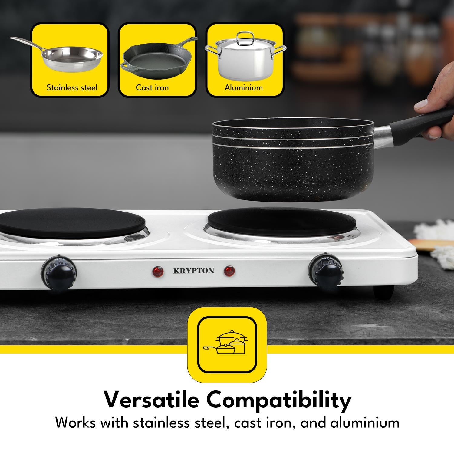 2000W White Cast Iron Electric Double Hot Plate
