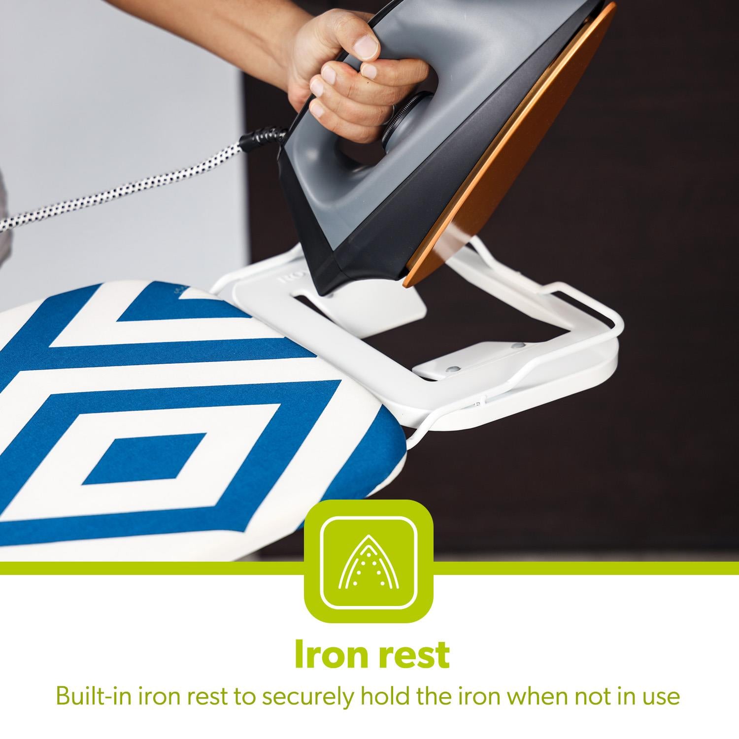 White & Blue 100% Cotton Adjustable Ironing Board