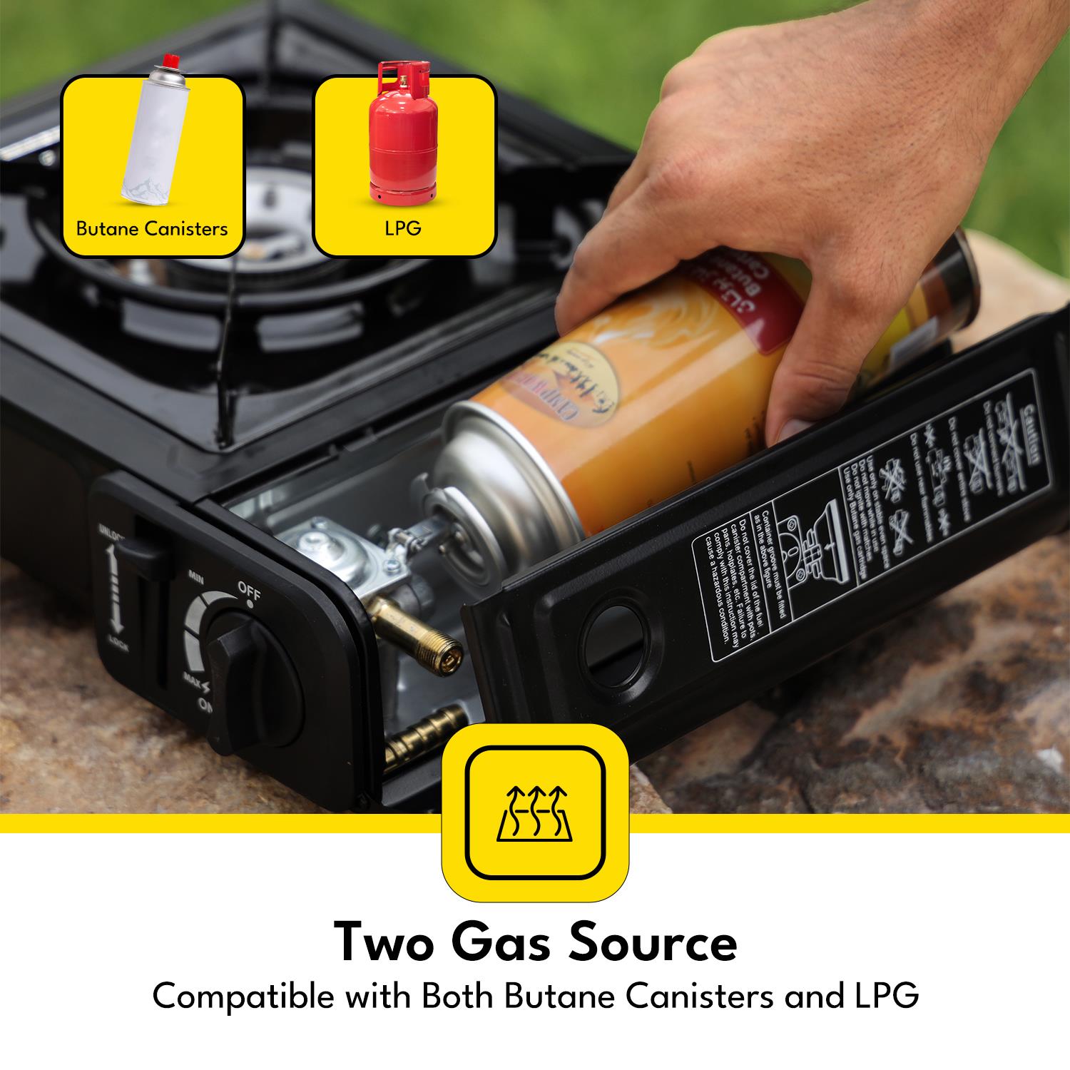 Portable Single Burner Gas Stove - Camping Outdoor Hob Cooker