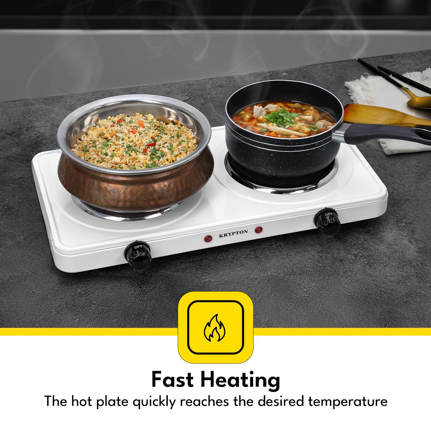 2000W White Cast Iron Electric Double Hot Plate