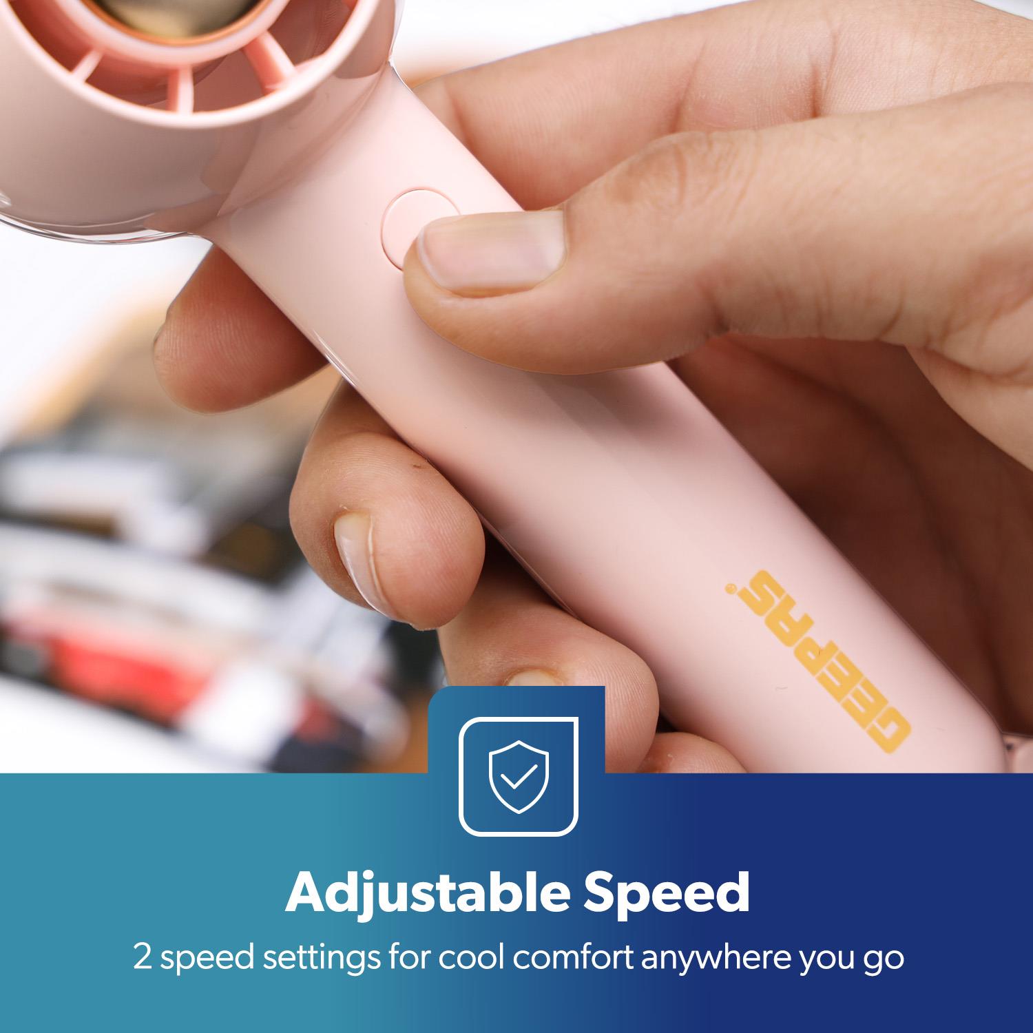 2-Speed Pink USB Handheld Mini Fan