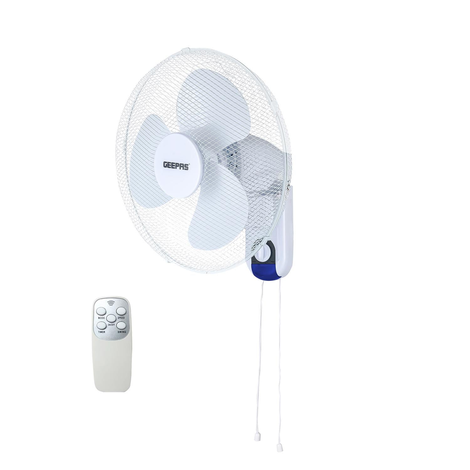 16" White Remote Controlled Three-Speed Wall Fan 45W