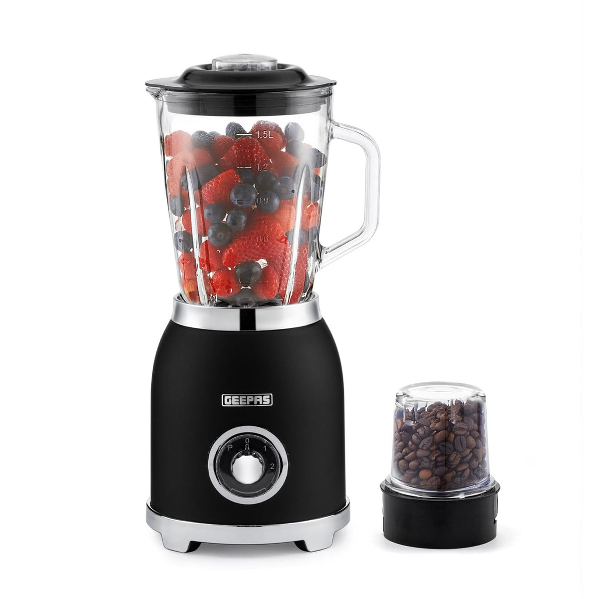 Retrovive Black 2-In-1 Jug Blender With 1.5L Glass Jug 800W