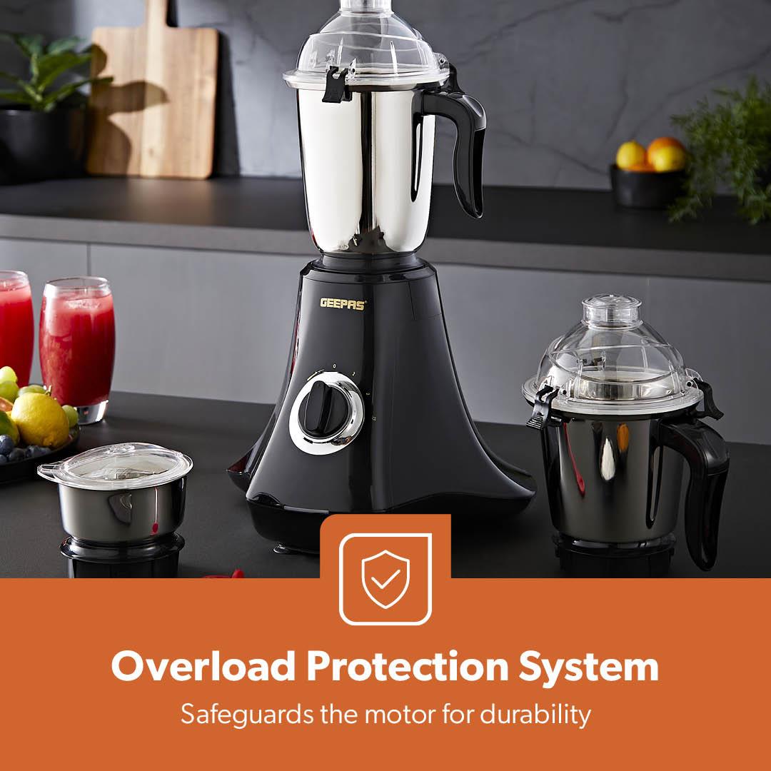 3-In-1 Black Wet & Dry Electric Mixer Grinder With Multi-Jar Set