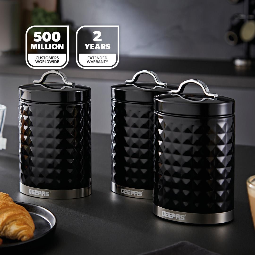 3-Piece Matching Airtight Kitchen Storage Canister Set 1.3L