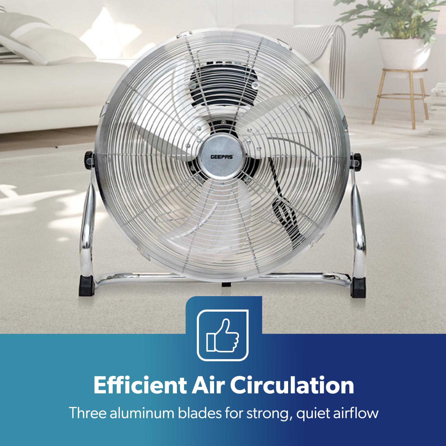 16'' Silver Chrome High-Velocity Floor Fan Fan