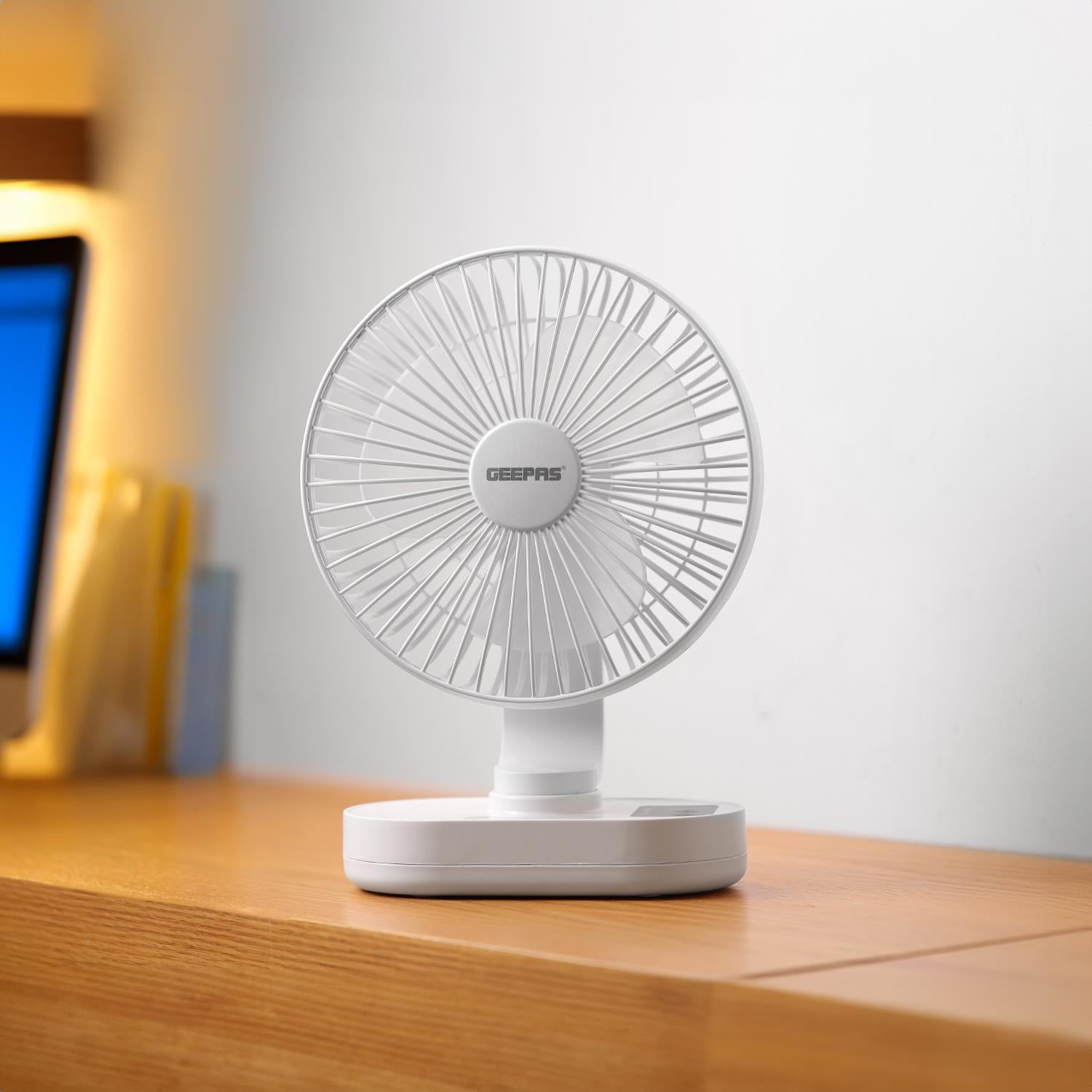 8-Inch Rechargeable AC/DC Portable Desk Fan With Night Light