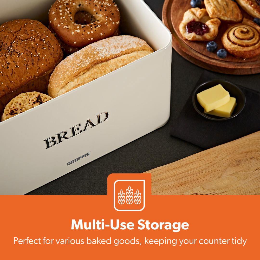 Cream Retrovive 13L Carbon Steel Bread Bin