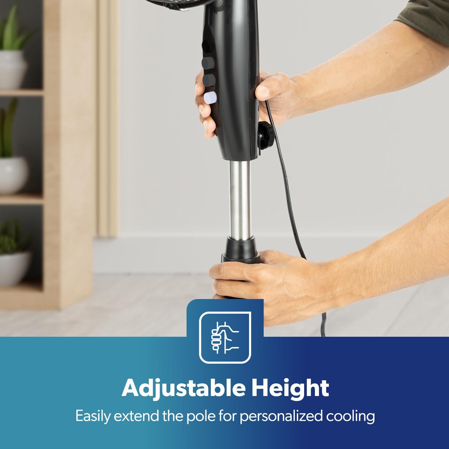 16" Oscillating Pedestal Fan Adjustable Height & 3-Speed