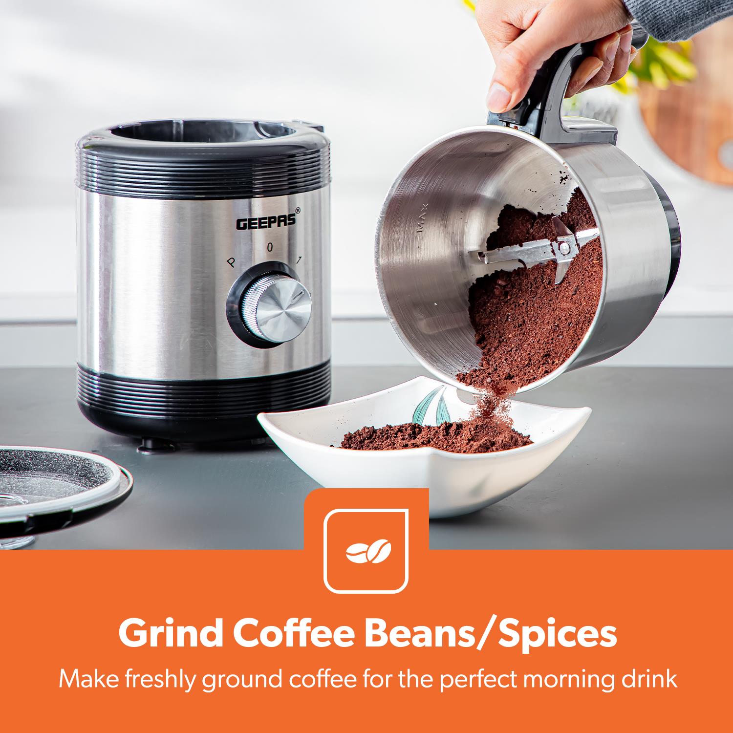 1450W Silver Slim Espresso Coffee Machine & Coffee Grinder Set