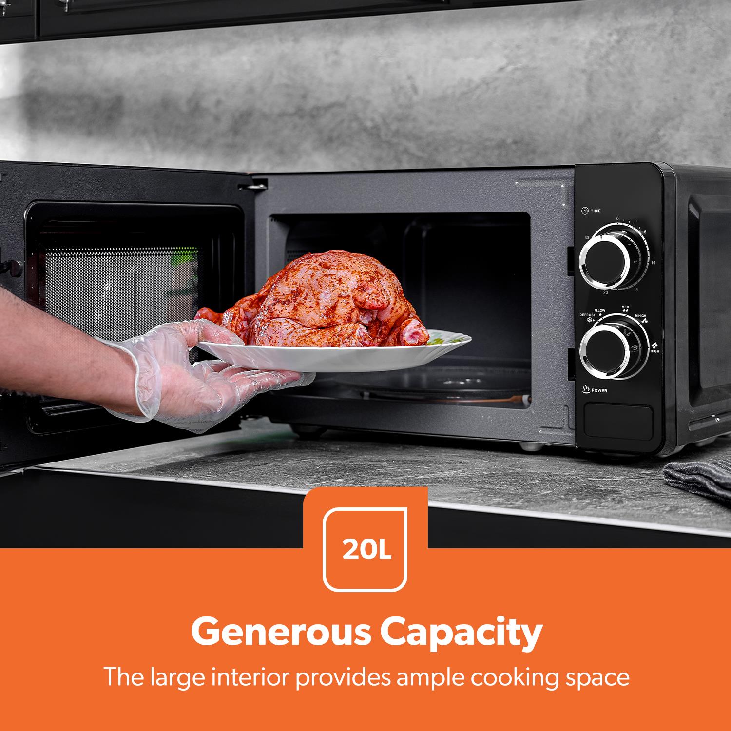 Aurora Black and Rose Gold 3-In-1 Microwave, Kettle & Toaster Set
