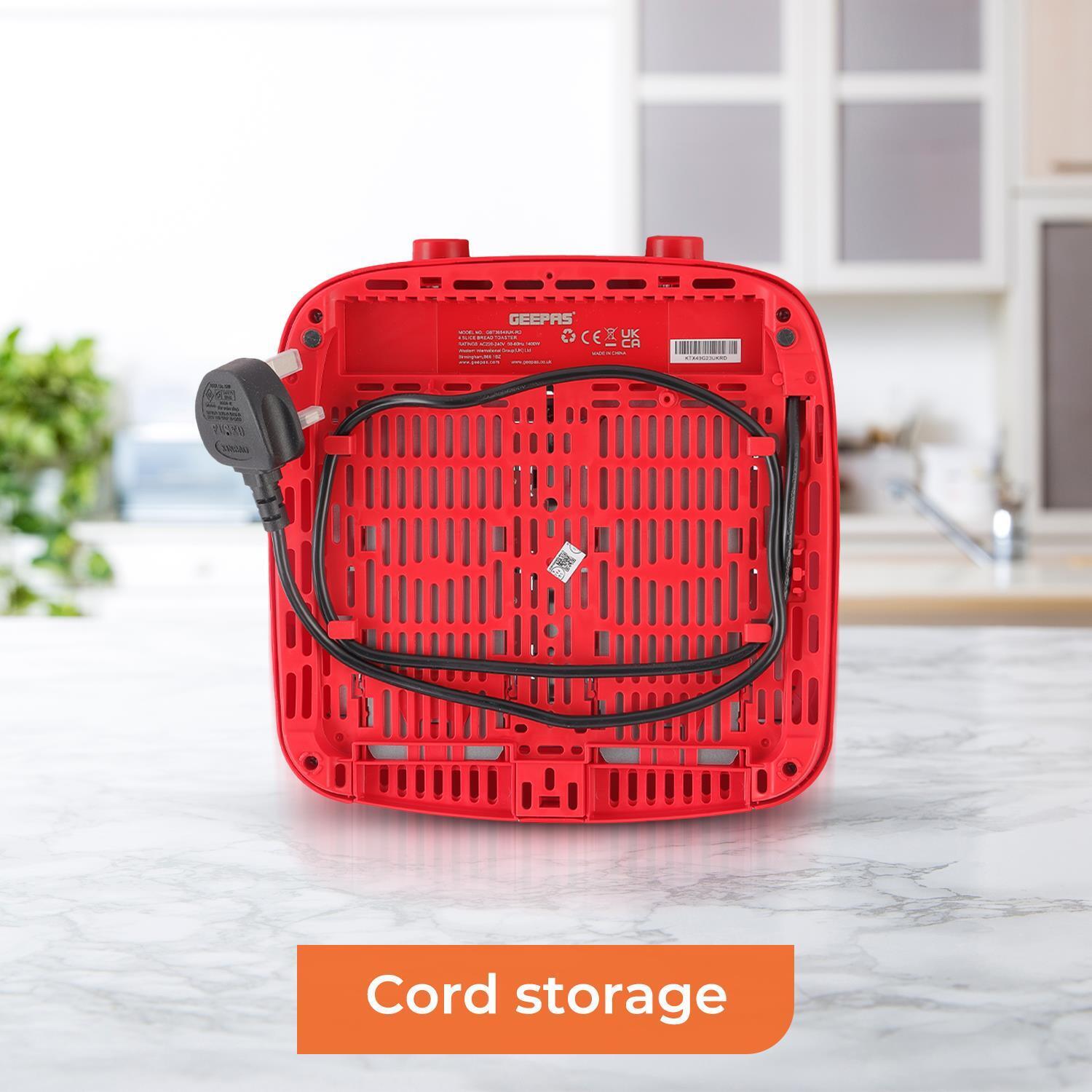 Family-Size Red 4-Slice Toaster with 6-Step Browning Control