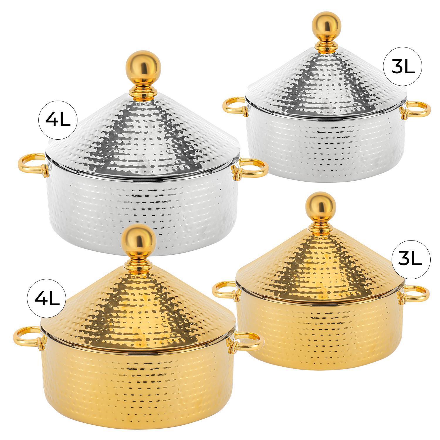 3L and 4L Stainless Steel Serving Dish and Food Warmer