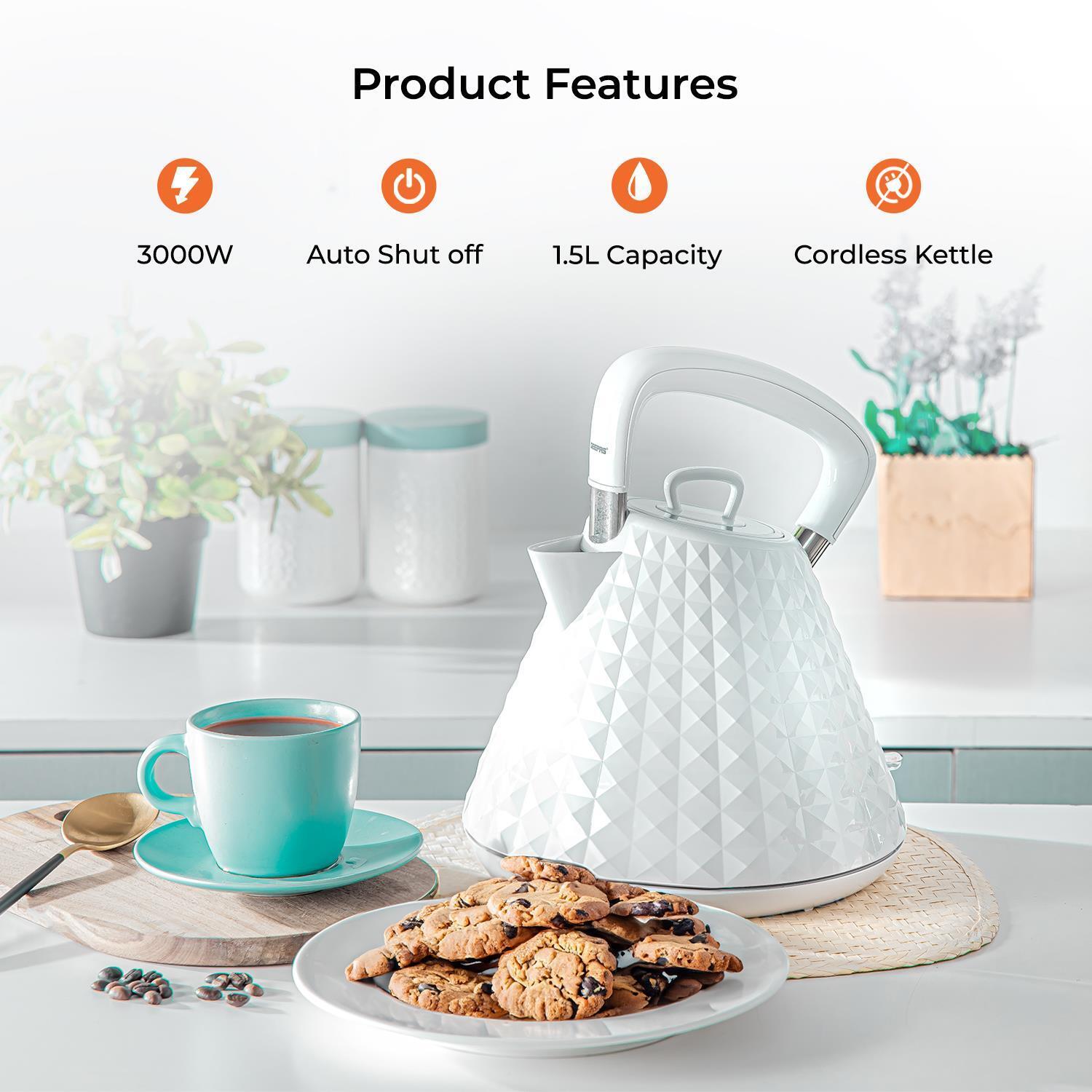 1.5L Electric Kettle, 4 Slice Toaster & 20L Microwave Oven Set
