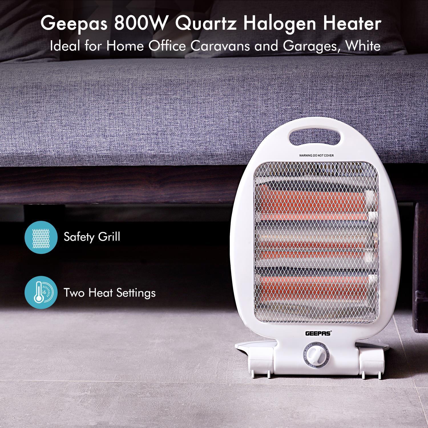 800W Pack of 2 Instant Heat Halogen Heaters