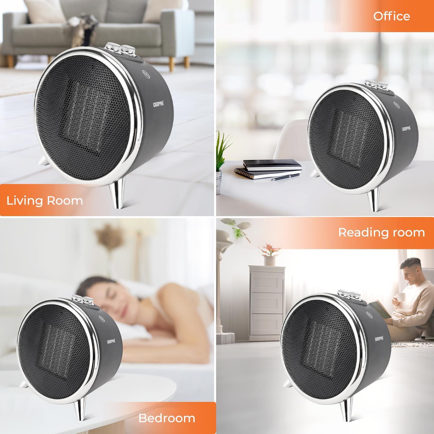 Thermostat-Controlled PTC Heater: 2 Heat Settings, 750-1500W