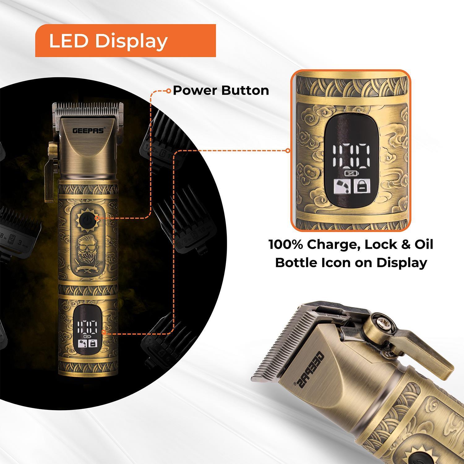 Engraved Rechargeable Vintage Beard Trimmer With LED Display