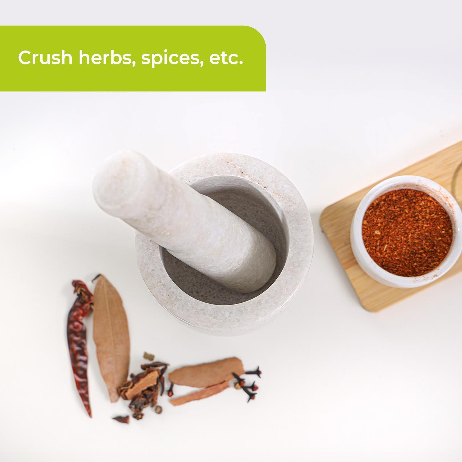 5" White Marble Spice Grinder and Crusher Pestle & Mortar