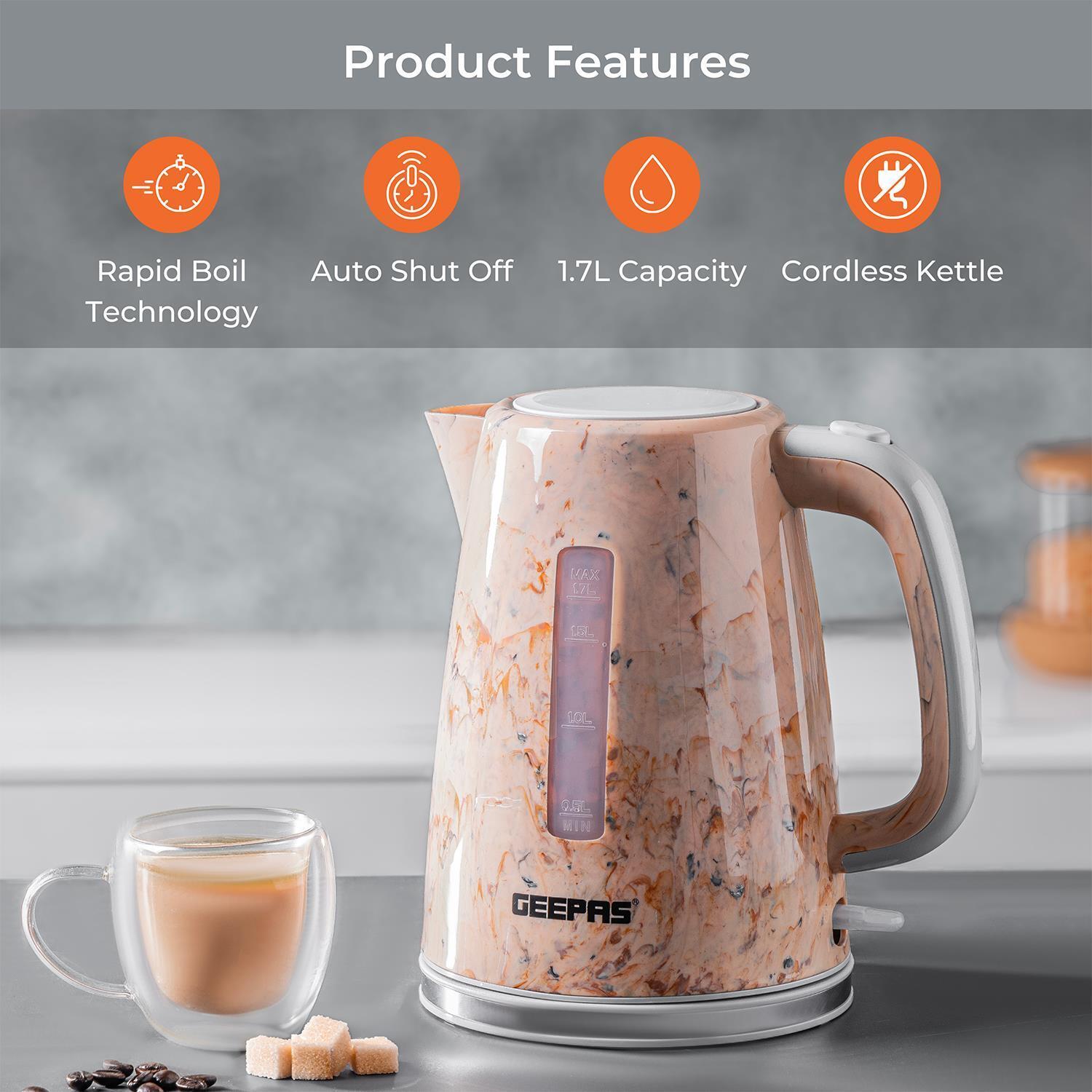 Cordless Electric Kettle and 2-Slice Bread Toaster Combo Set