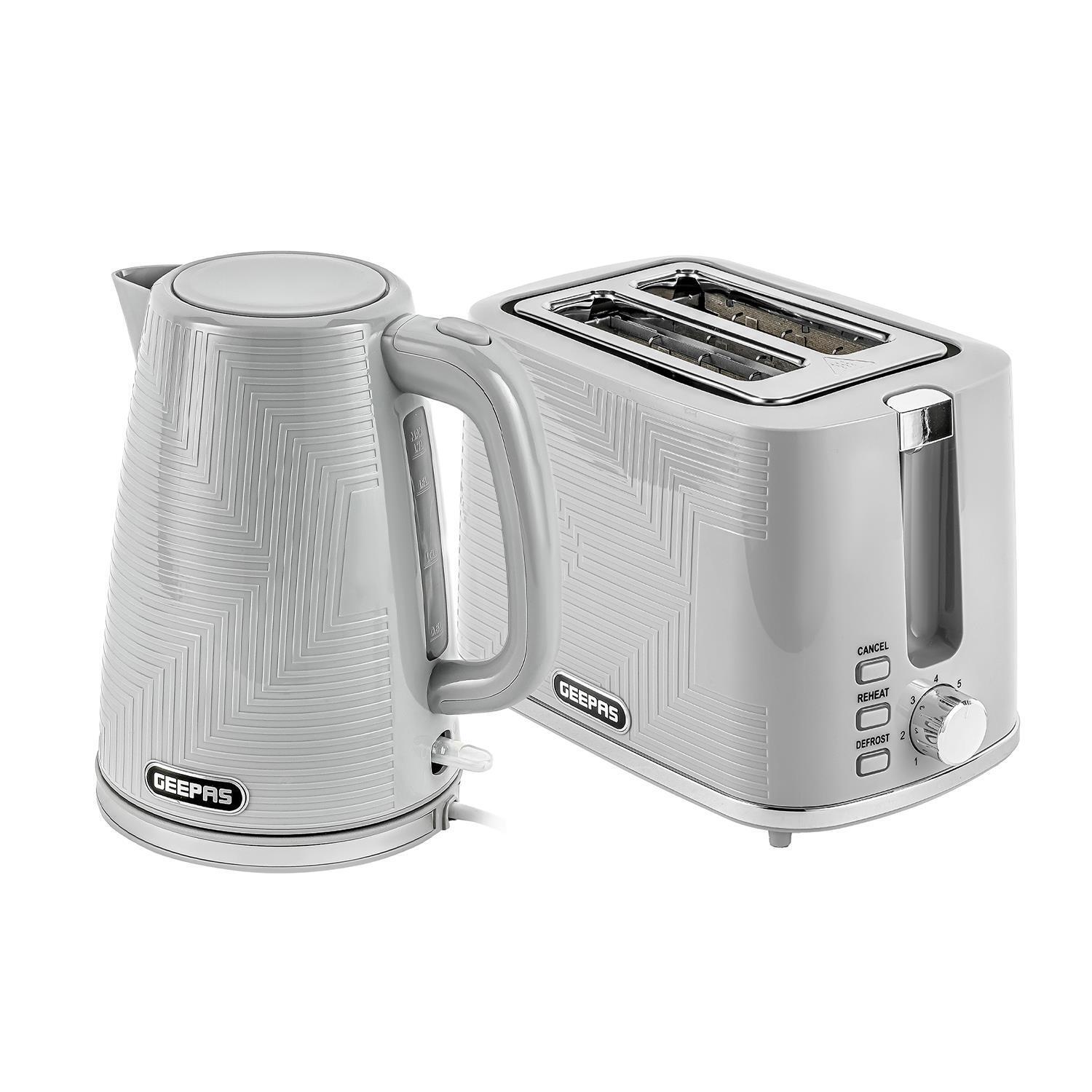 1.7L Cordless Kettle and 2-Slice Toaster Set in Elegant Grey