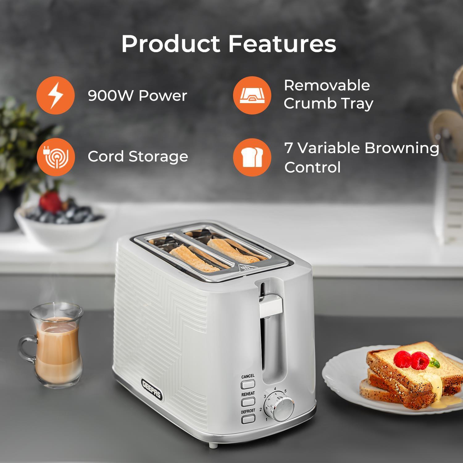 1.7L Cordless Kettle and 2-Slice Toaster Set in Elegant Grey