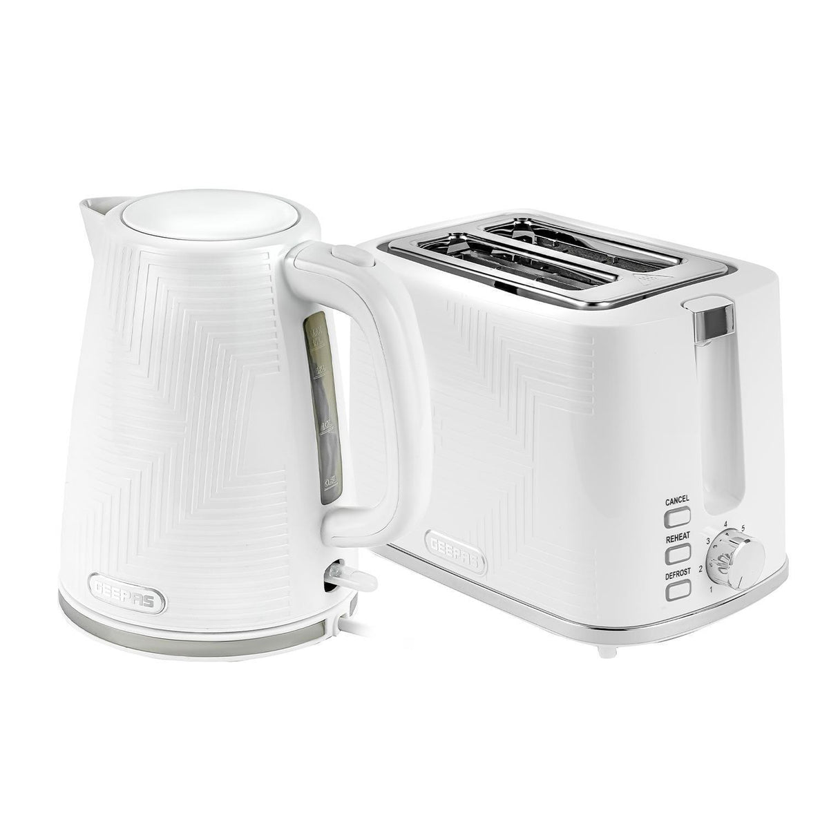 White Opus 1.7L Electric Kettle and 2-Slice Toaster Set