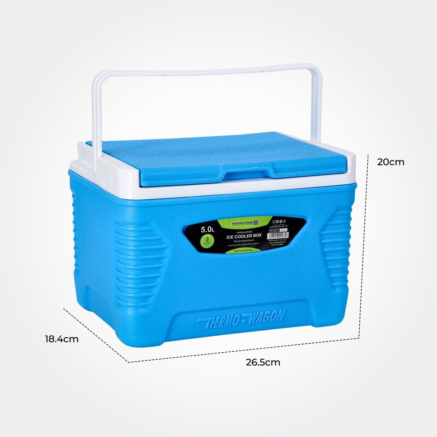 5L Insulated Ice Cooler Box - Blue - Portable, Lightweight