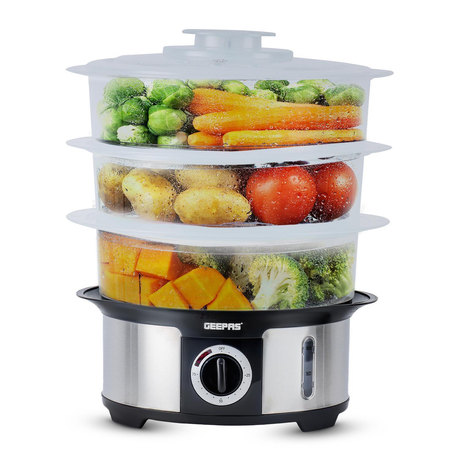 3-Tier Electric Stainless Steel Food Steamer and Cooker 12L