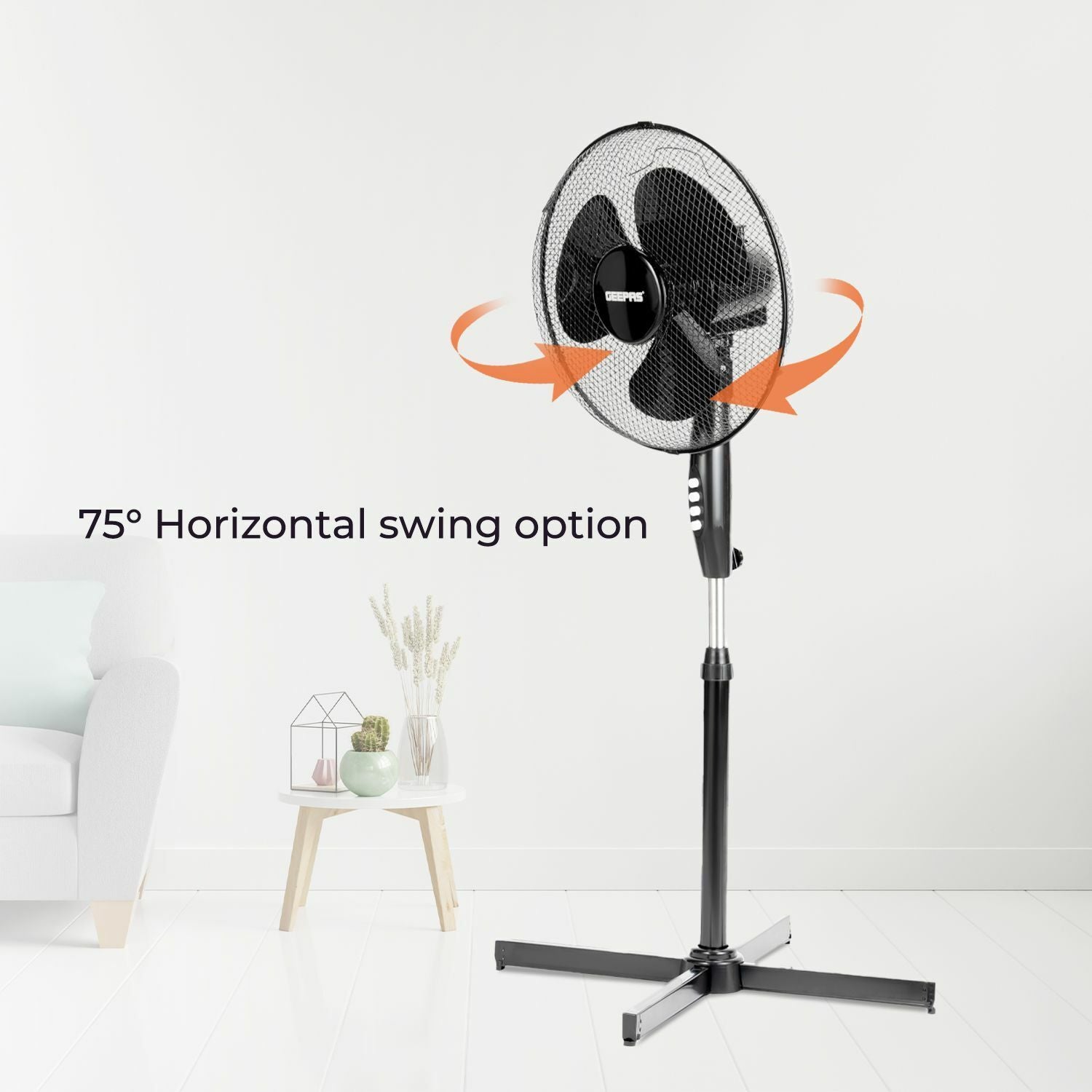 Set Of Two 16" Black Oscillating Electric Pedestal Fans