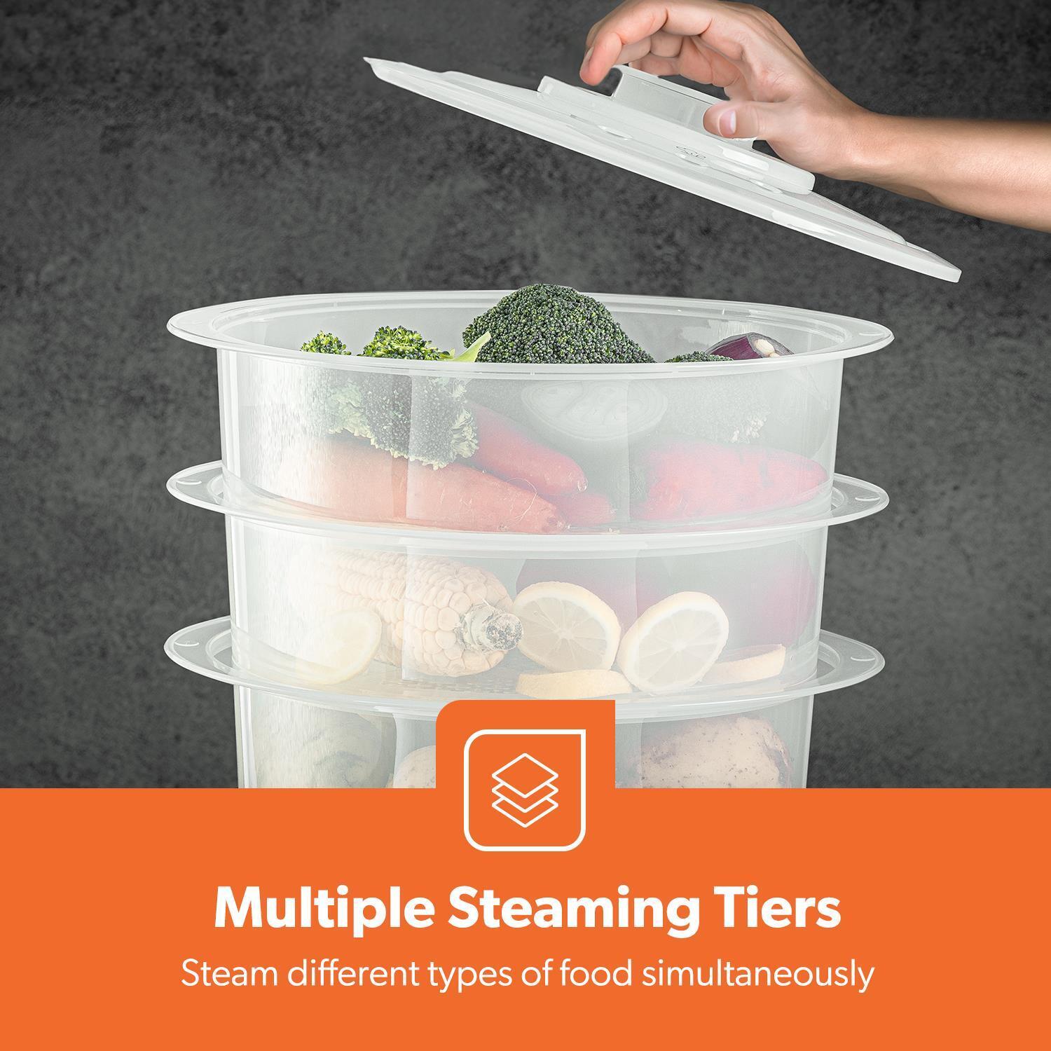 3-Tier Electric Stainless Steel Food Steamer and Cooker 12L