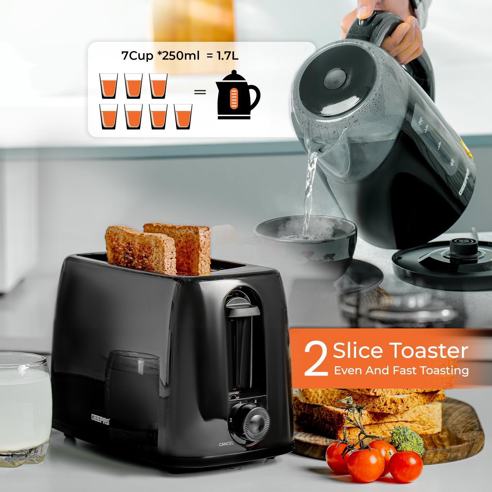 2 Slice Toaster & Illuminating LED Electric Kettle Set