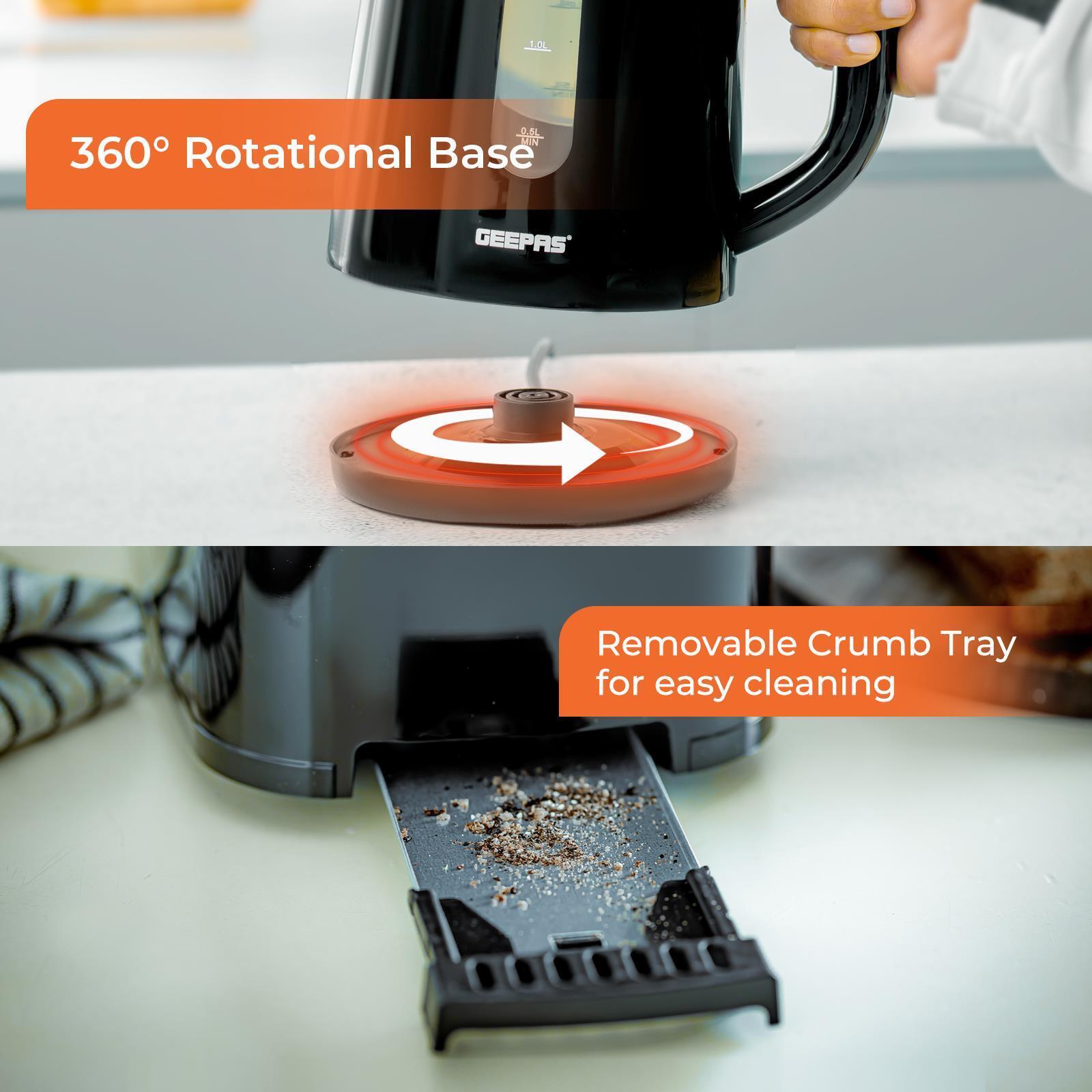 2 Slice Toaster & Illuminating LED Electric Kettle Set