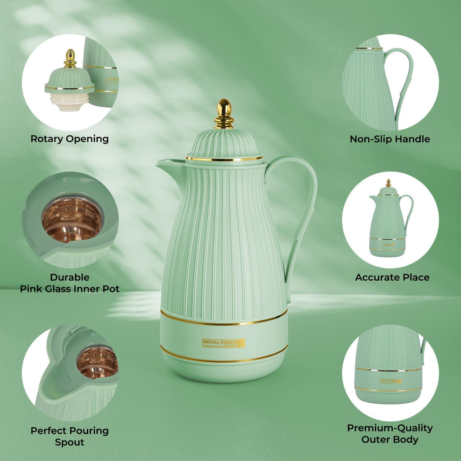 1L Green Insulated Glass Vacuum Flask Jug