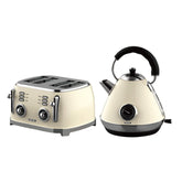 Beige Retrovive 1.7L Pyramid Kettle & 4-Slice Toaster Set