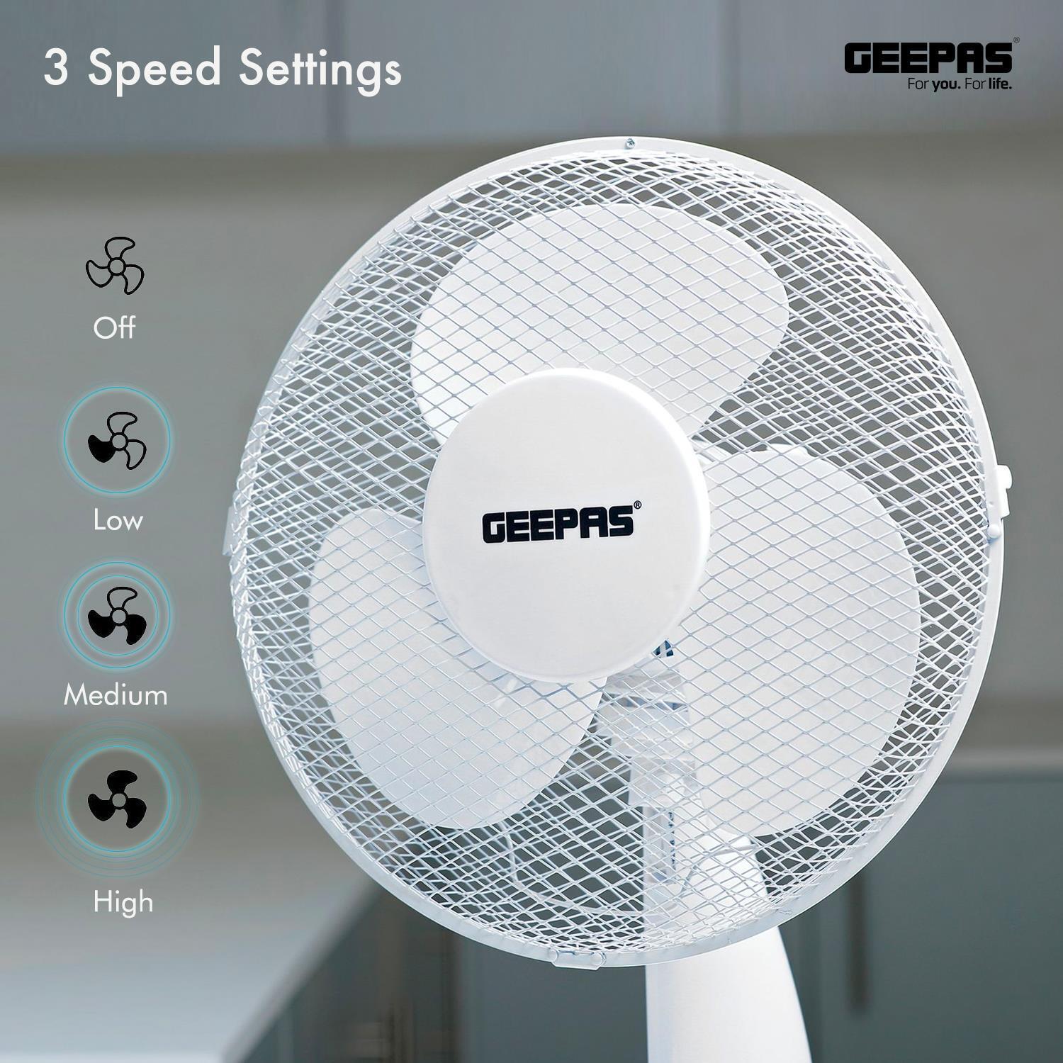 Two White 12" Oscillating Electric Table Fans