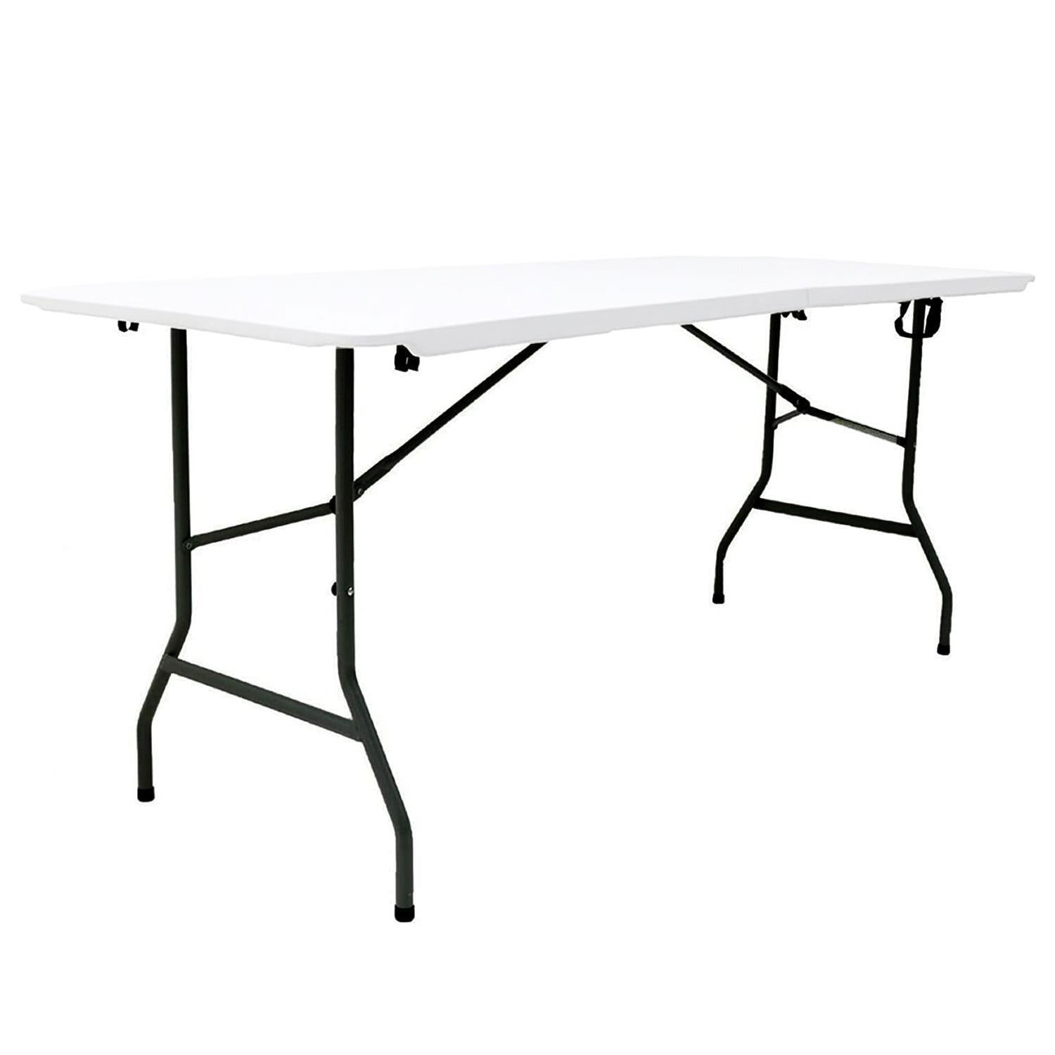 6ft White Heavy-Duty Folding Table, Outdoor & Indoor Portable Table
