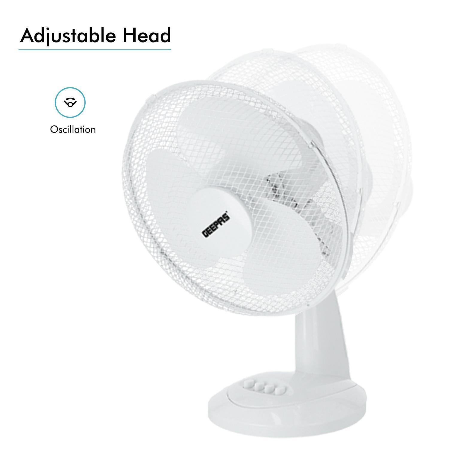 Two White 12" Oscillating Electric Table Fans