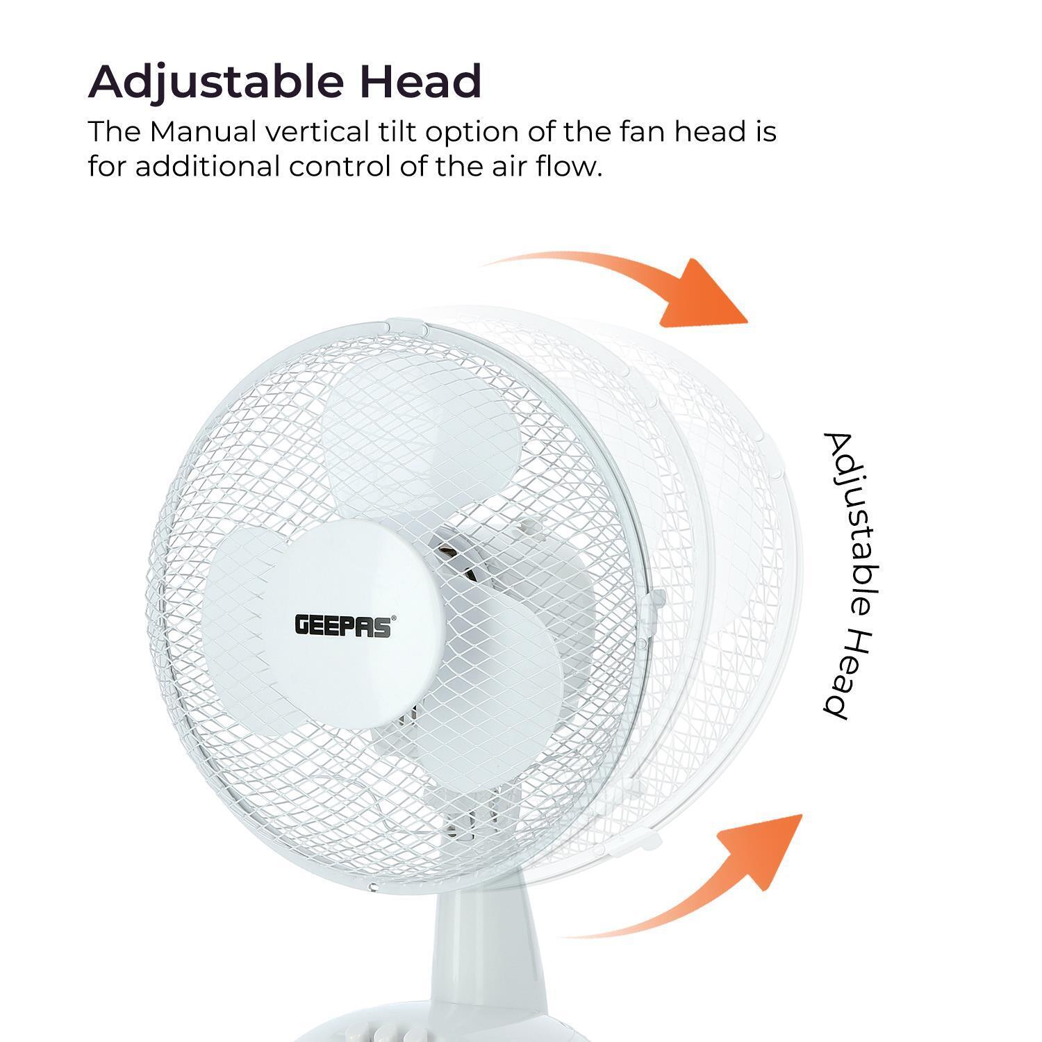 Two White 12" Oscillating Electric Table Fans