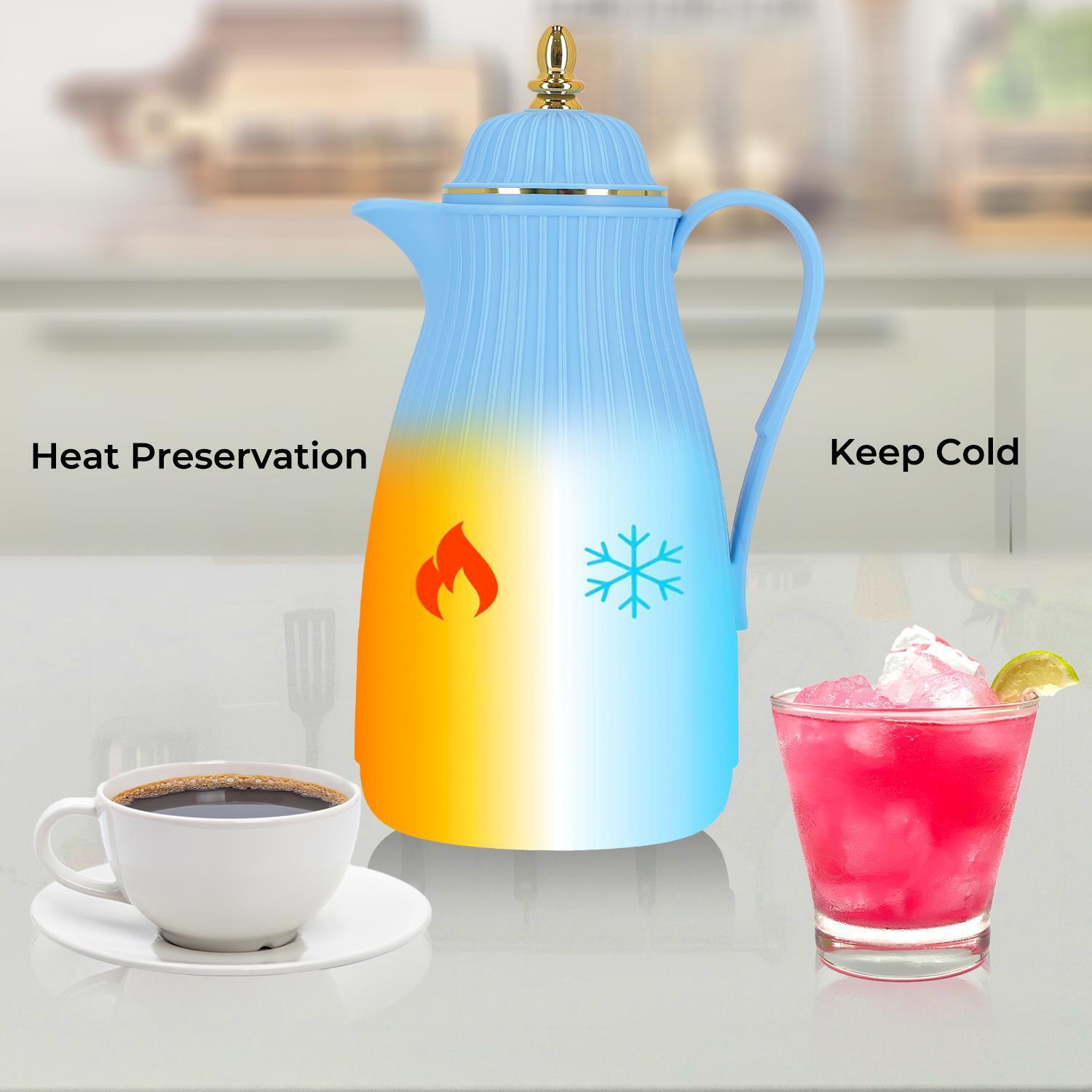 1L Baby Blue Insulated Glass Vacuum Flask Jug