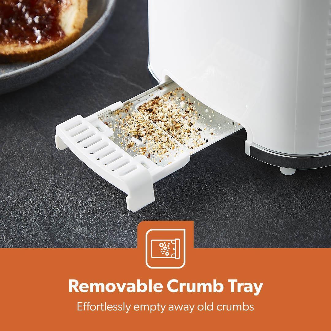 White 2-Slice Bread Toaster With 7 Level Browning Control