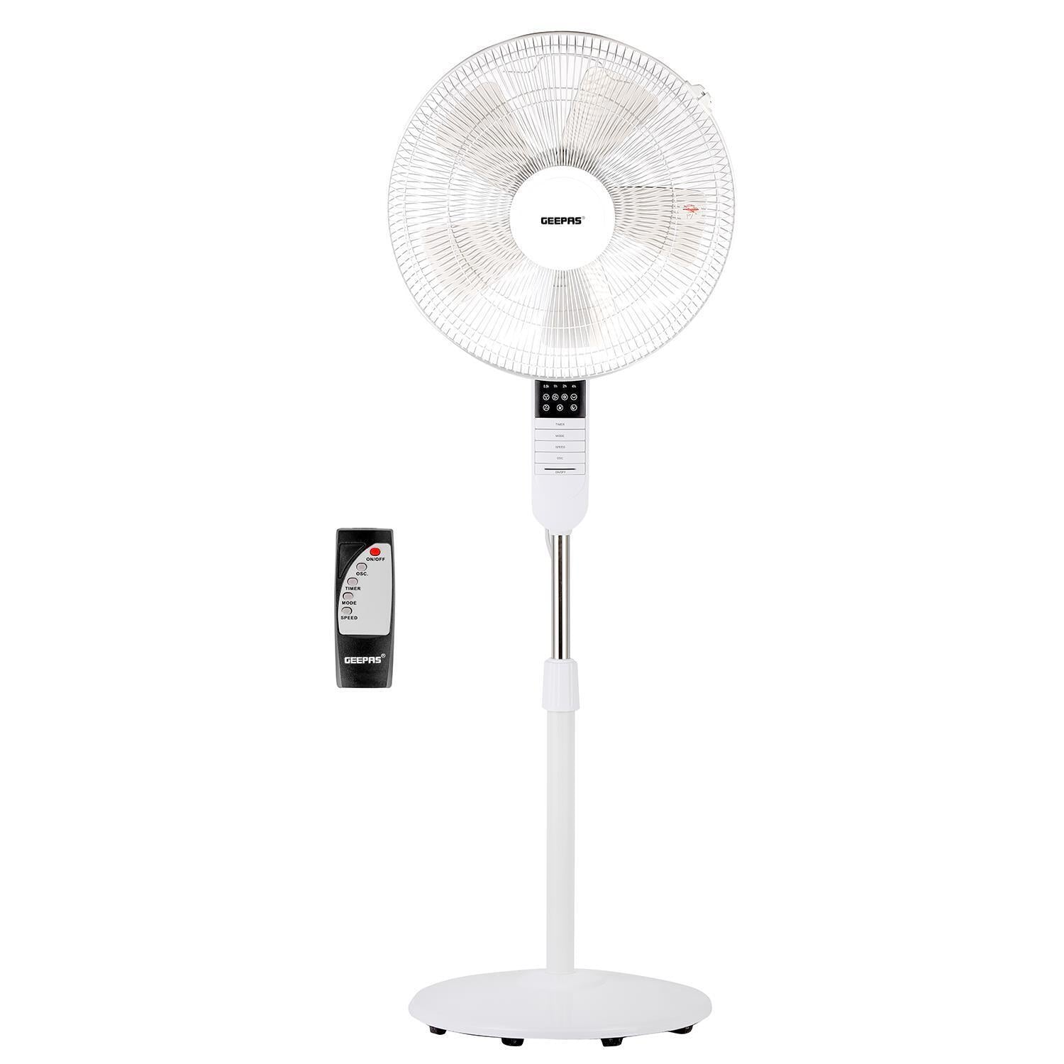 16'' Portable White Remote Controlled Pedestal Fan
