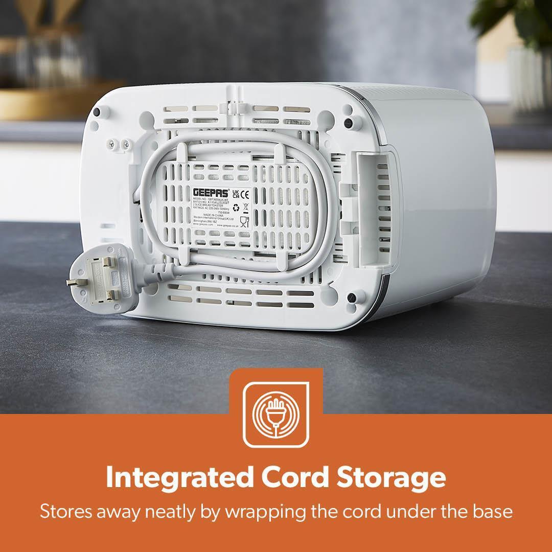 White 2-Slice Bread Toaster With 7 Level Browning Control