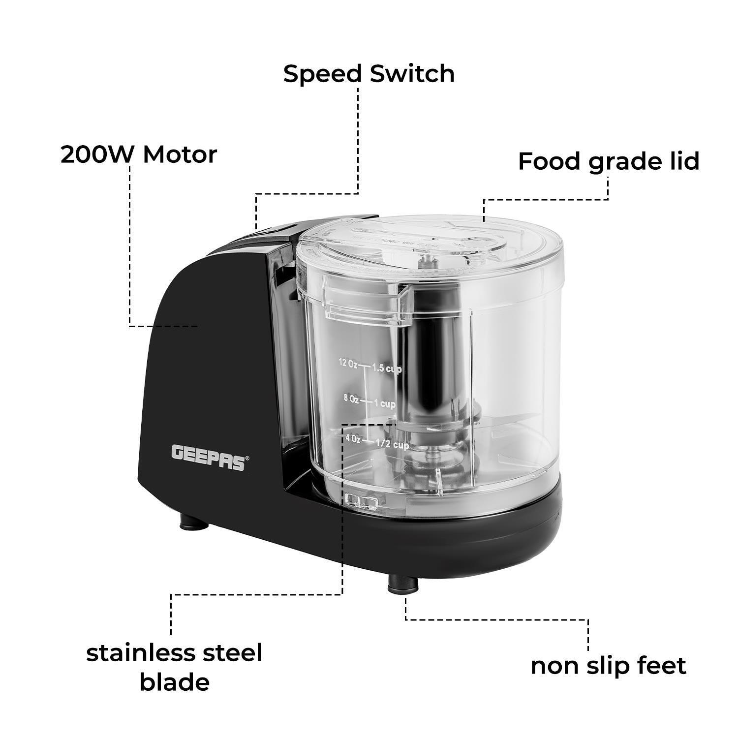 200W Black Multi-Chopper and Mini Food Processor 350ml