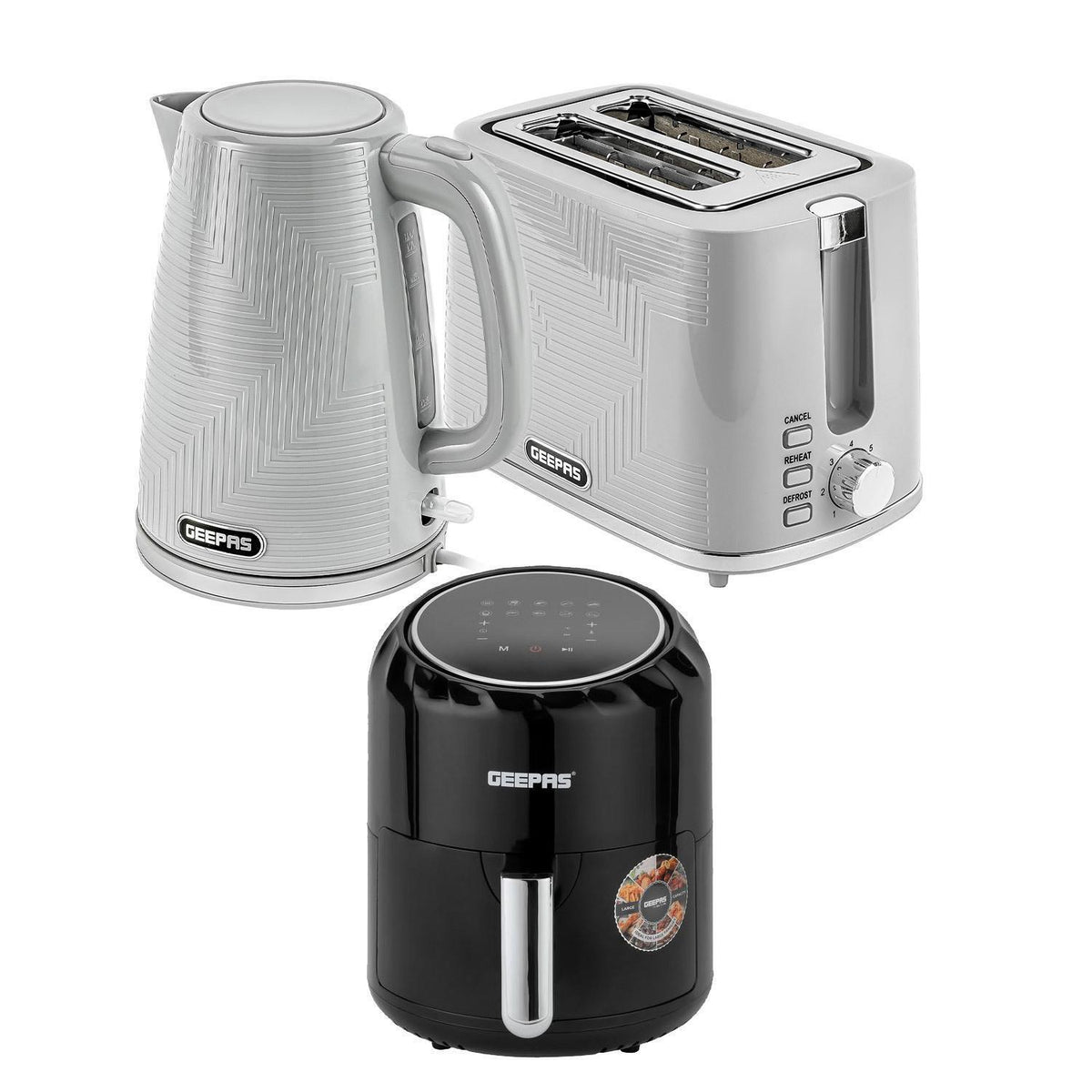 3.5L Vortex Air Fryer, 2-Slice Toaster & 1.7L Kettle Set In Grey