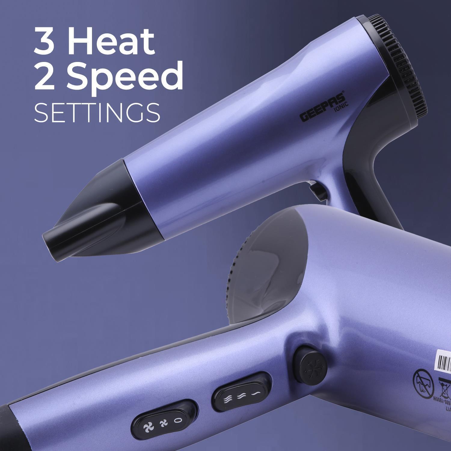 1800W Ionic Hair Dryer with Diffuser and Concentrator