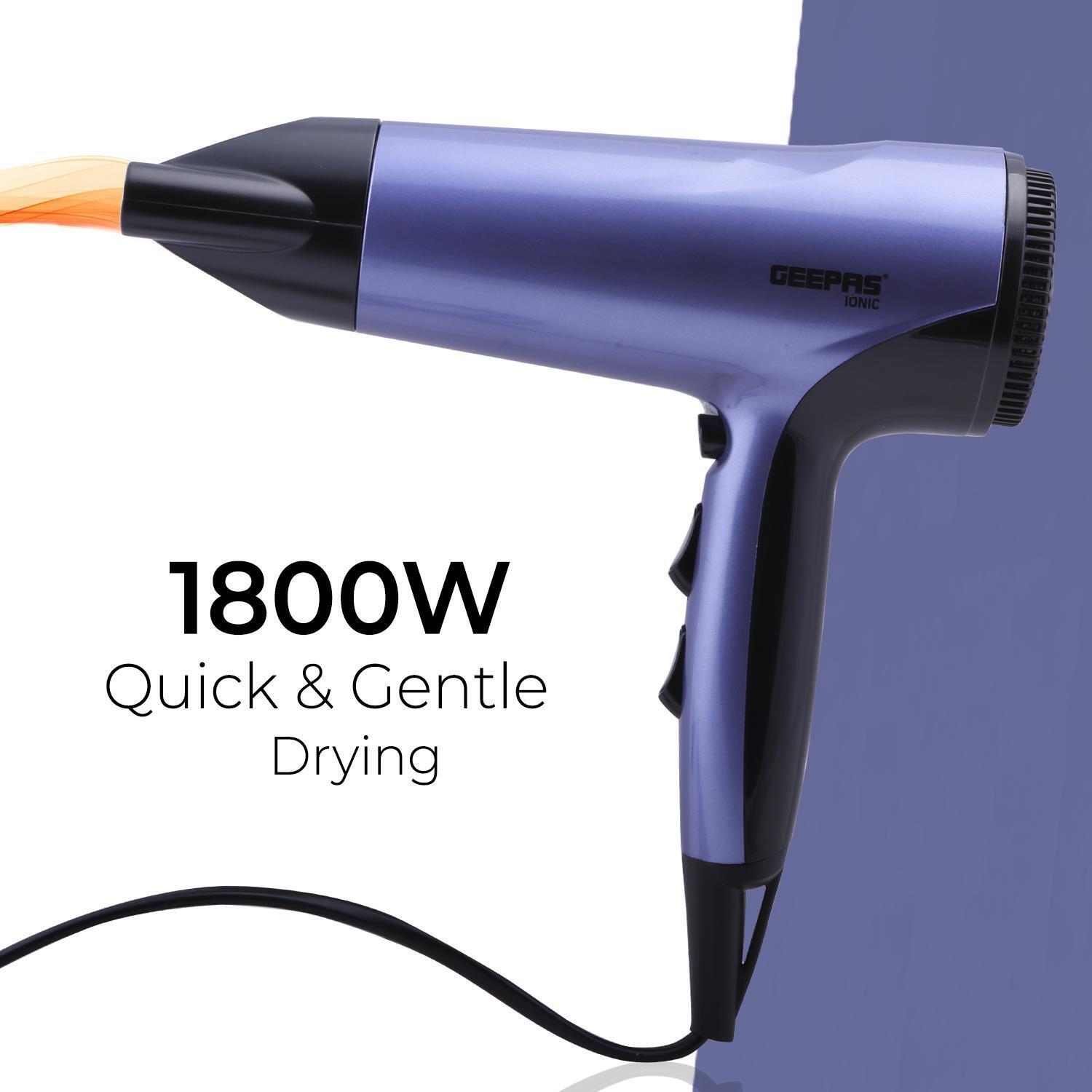 1800W Ionic Hair Dryer with Diffuser and Concentrator