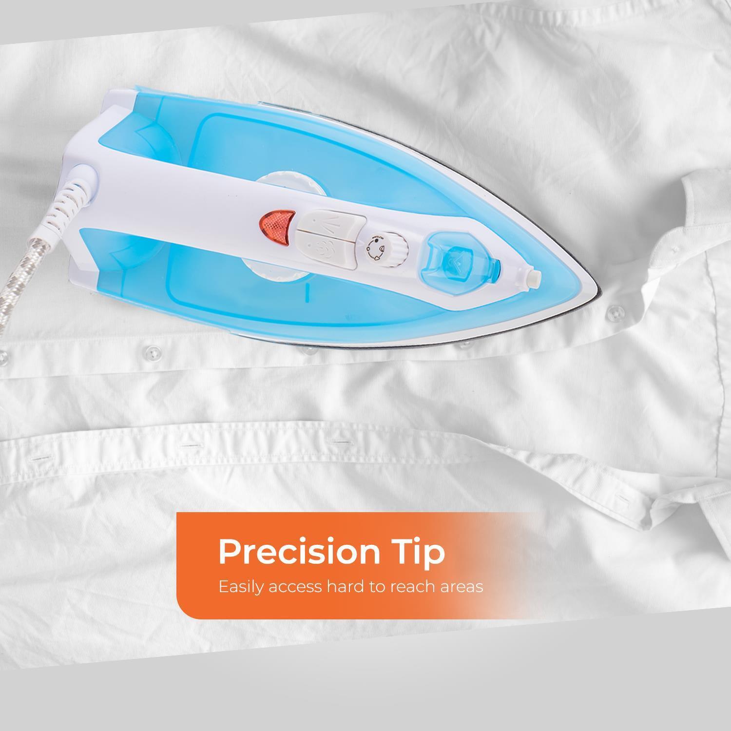 Blue 1600W Steam Iron with Non-Stick Soleplate and Adjustable Temperature