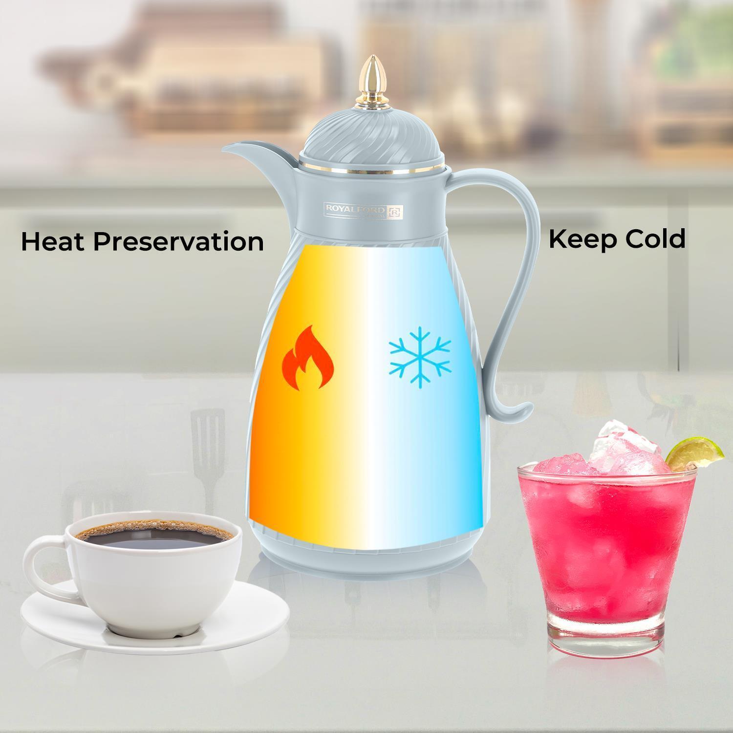 1L Grey Insulated Vacuum Flask Thermos Jug