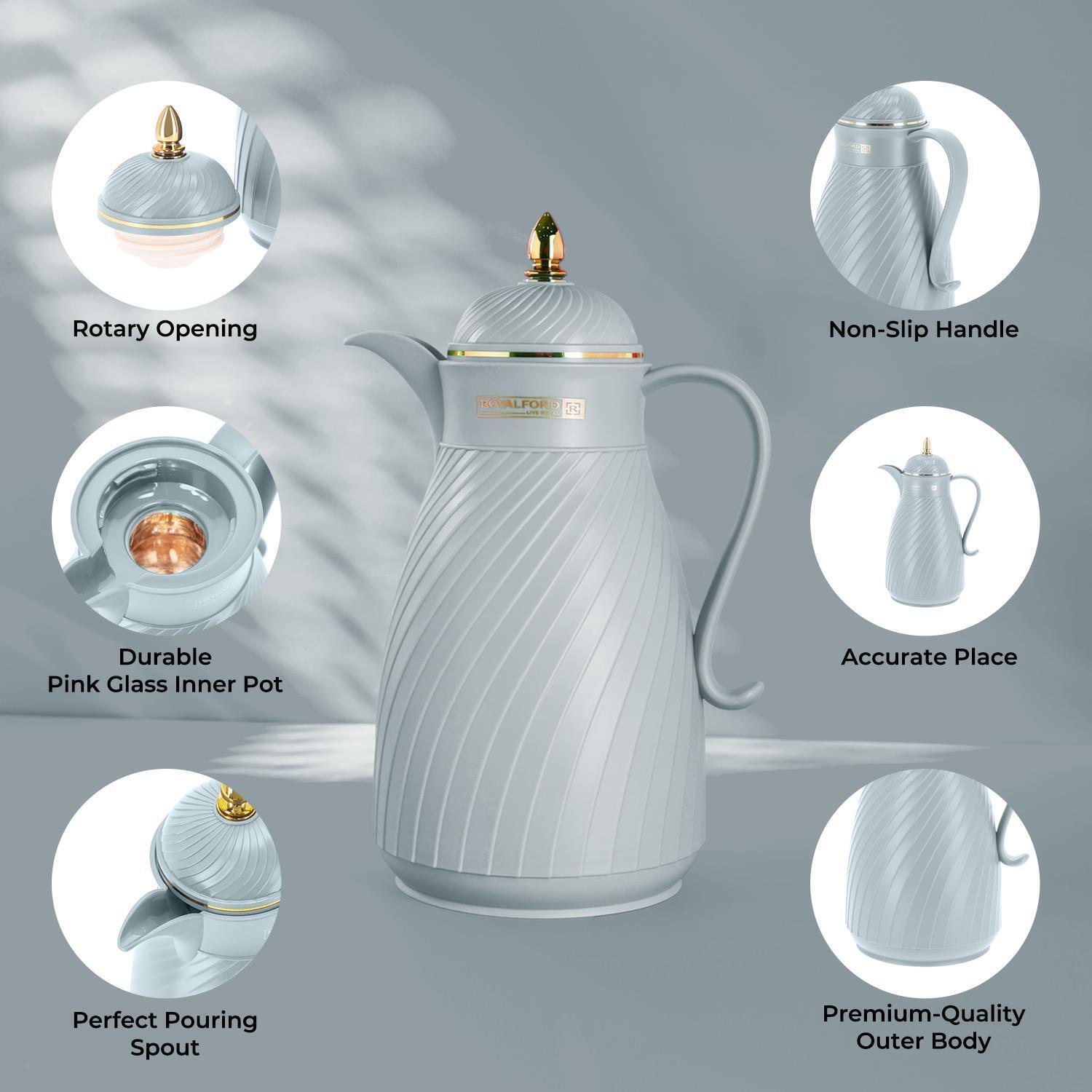1L Grey Insulated Vacuum Flask Thermos Jug