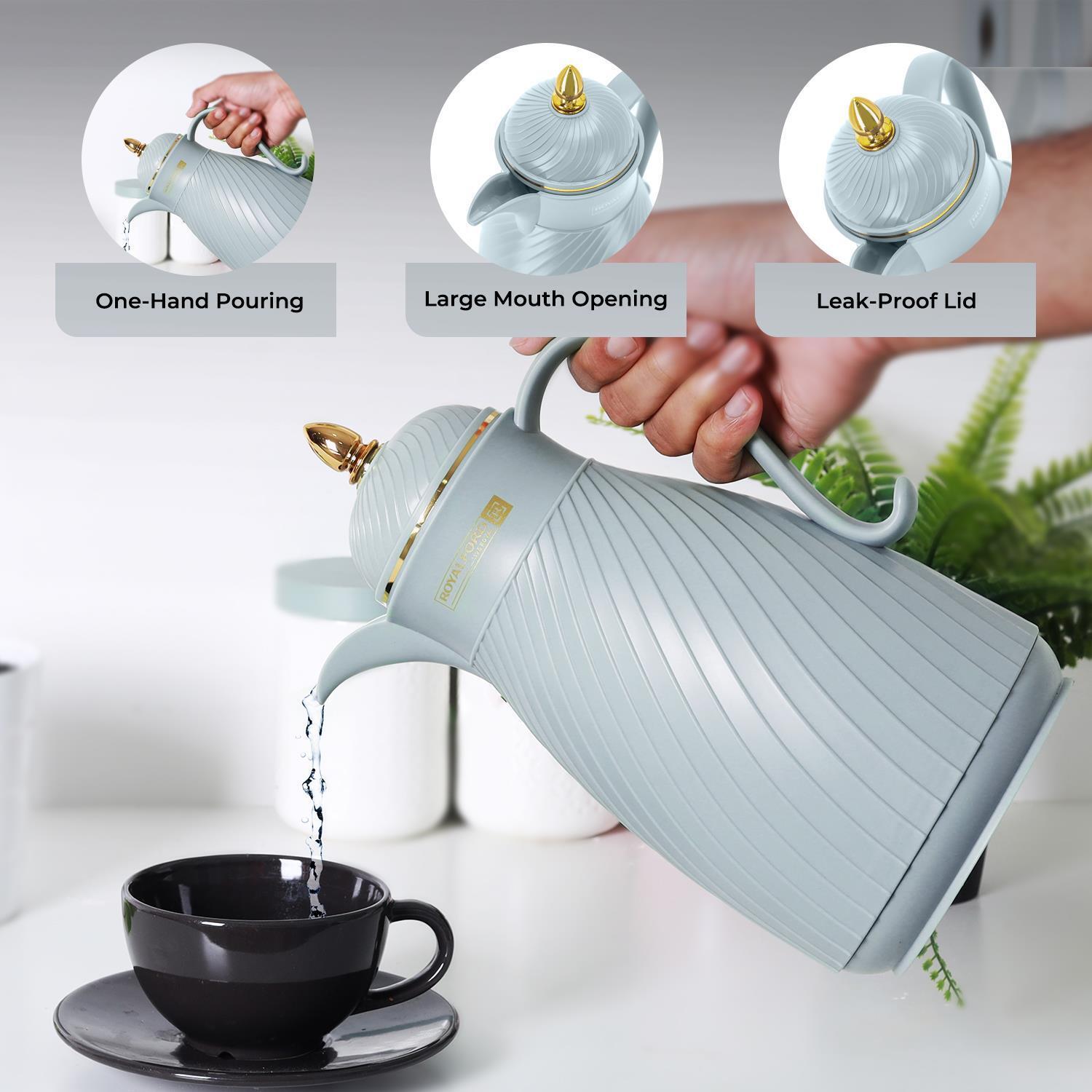 1L Grey Insulated Vacuum Flask Thermos Jug